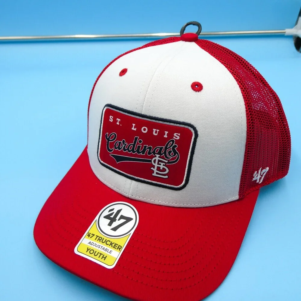 '47 Brand St Louis Cardinals Youth‎ Hat Boys White Red Snapback Trucker Mesh New